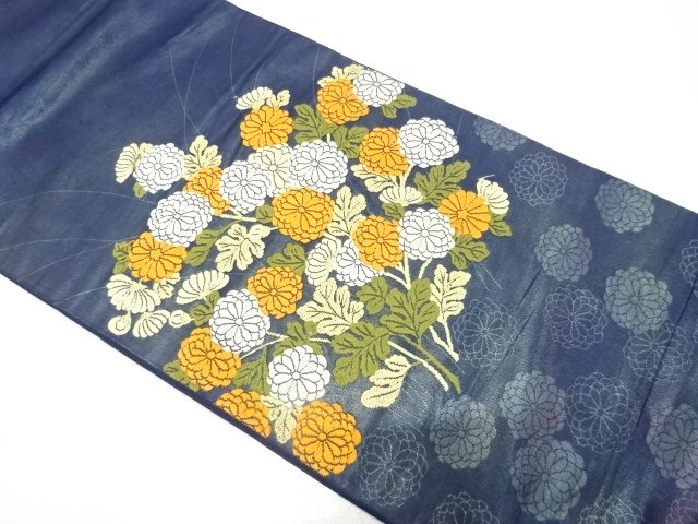 Antique Chrysanthemum pattern woven pouch obi (Material)